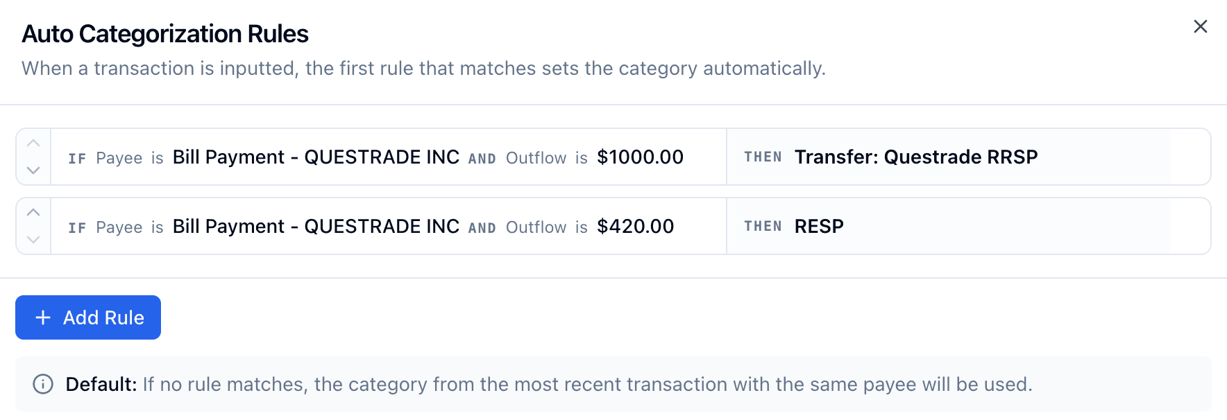 Auto-categorization rules